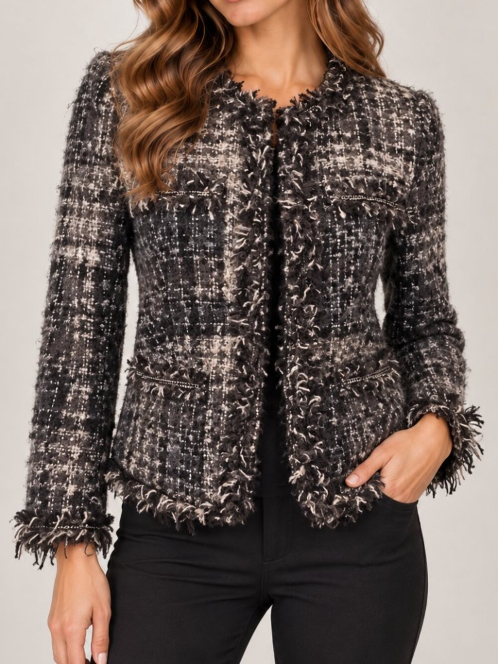 Wool peplum JOE Fresh tweed black blazer size 2 (F10)